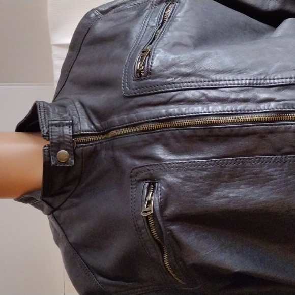 Cole Haan , black  men's moto jacket  M - Picture 2 of 12